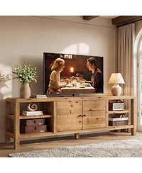 Tribesigns 70.9" Solid Wood Tv Stand: Farmhouse entertainment center with door and 2 shelves. For TVs up to 80". For living room, bedroom