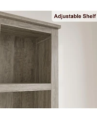 homfan 5-Tier Narrow Bookcase - 71" Tall Bookshelf with Adjustable Shelves and Wooden Legs, Farmhouse Shelf for Living Room or Office, Set of 2