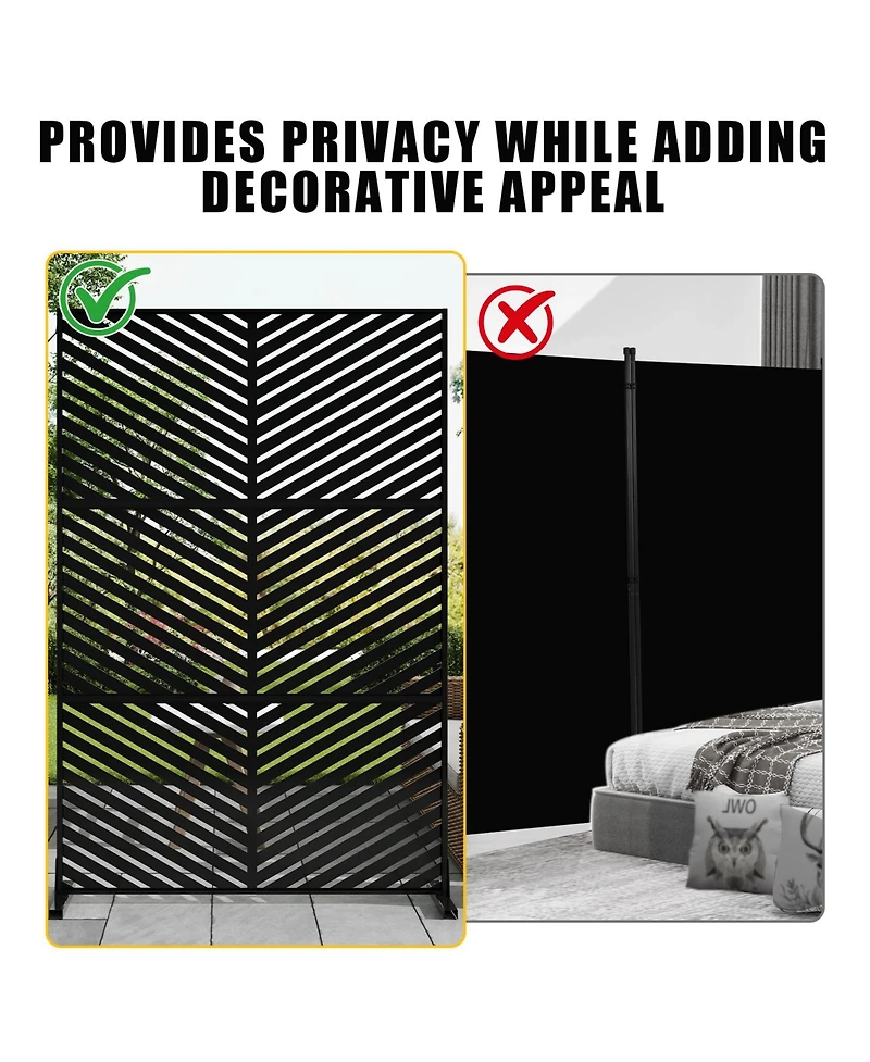 gaomon Freestanding Metal Privacy Screen Diagonal Pattern Room Divider for Indoor Outdoor Patio Garden Deck Balcony
