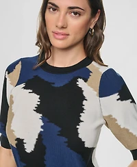Dkny Women's Printed Puff-Sleeve Sweater
