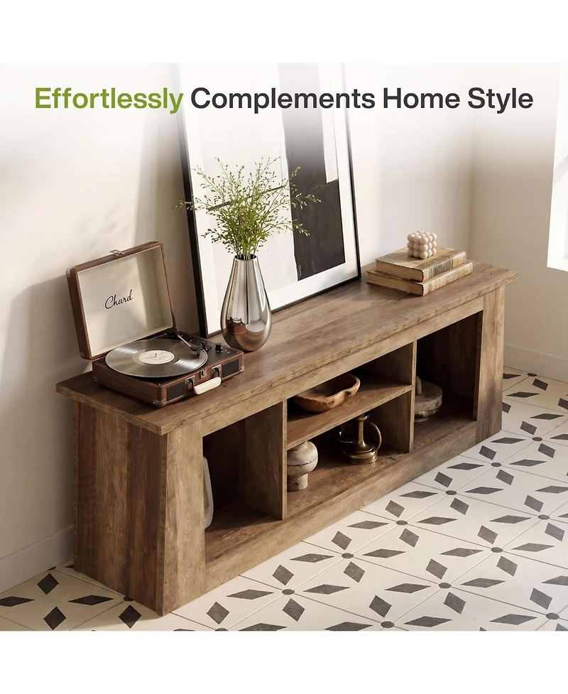 Tribesigns 63-Inch Tv Stand for Living Room, Farmhouse Media Console with 4 Open Storage Compartments, for 45/55/65-inch Tv