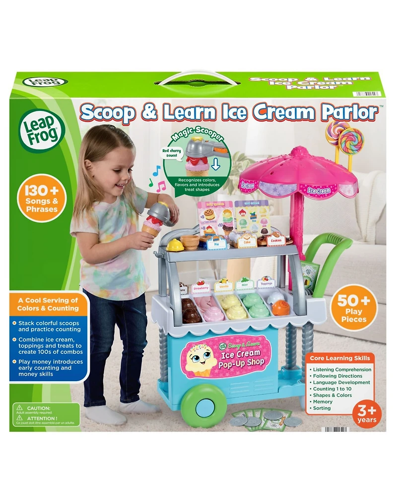 Leapfrog Scoop & Learn Ice Cream Cart 50+ Pieces Role-Play Learning Set, Ages 3+