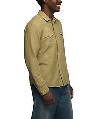 Lucky Brand Men's Slub Cross Hatch Western Shirt