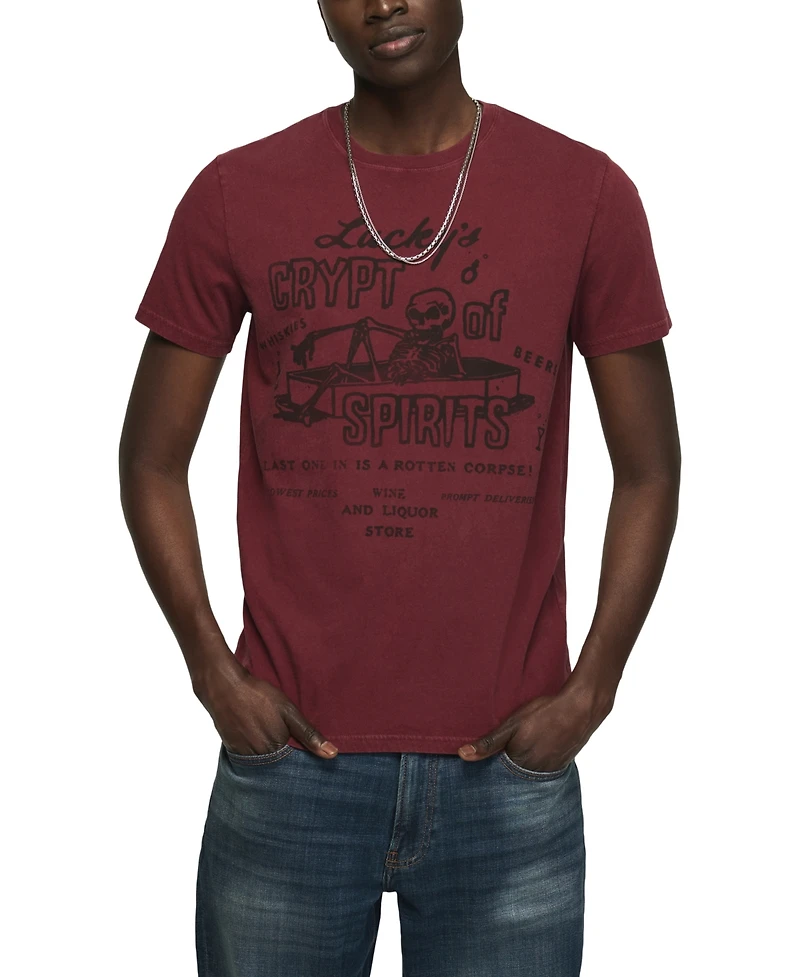 Lucky Brand Men's Coffin Skeleton Graphic T-Shirt