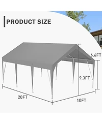 gaomon 10'x20' Carport Heavy Duty Car Canopy Uv Resistant Waterproof Portable Garage for Car, Boat, Party