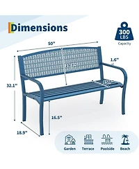 gaomon 50 Inch Metal Garden Bench Weather-Resistant Steel Patio Seat, Curved Spine-Friendly Backrest for Yard, Deck, Porch