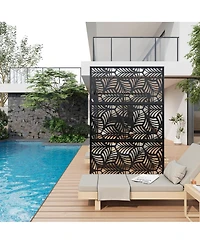 gaomon 47 x 72 Inch Freestanding Metal Privacy Screen Petal Pattern Room Divider Indoor Outdoor for Patio Garden