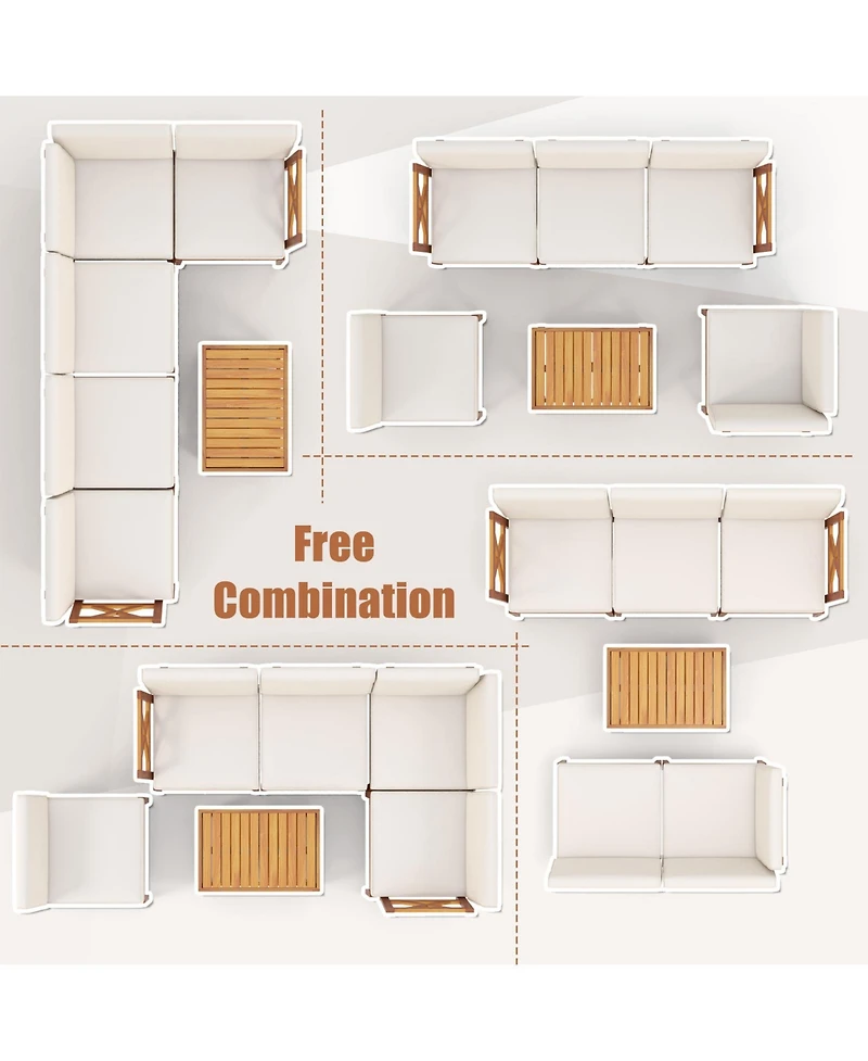 Slickblue 6-Piece Outdoor Patio Set with Acacia Wood Frame and 2-Tier Table