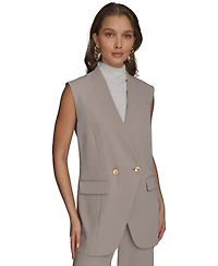 Donna Karan New York Petite V-Neck One-Button Vest