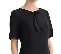 Kasper Women's Tie-Neck Short-Sleeve Sheath Dress