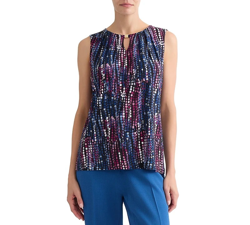 Kasper Women's Printed Pleat-Neck Sleeveless Top, Regular & Petite