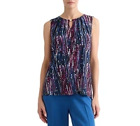 Kasper Women's Printed Pleat-Neck Sleeveless Top, Regular & Petite