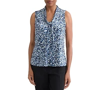 Kasper Women's Printed Tie-Neck Sleeveless Blouse