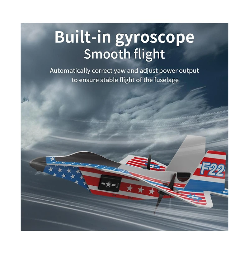 Bruce & Shark 2.4G Rc Glider Plane with Gyro, 2 Batteries & Led Lights