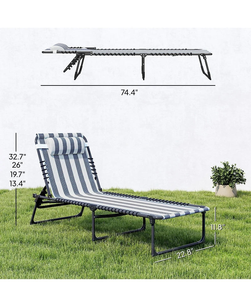Aofar 2 Packs 4-position Folding Chaise Lounge Chair Set Outdoor Recliner