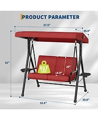 gaomon Adjustable 2-Seater Outdoor Swing Chair with Canopy - Padded Seat, Soft Cushion, Sturdy Iron Frame, Weather-Resistant for Patio