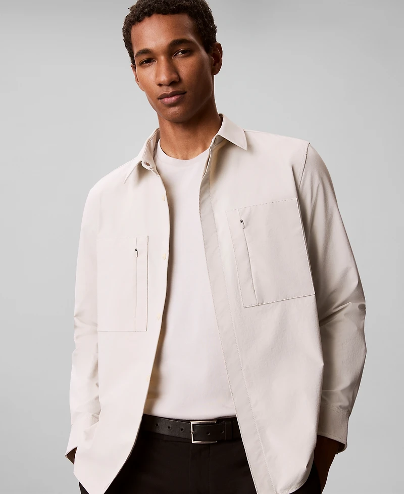 Calvin Klein Men's Nylon Stretch Blend Classic-Fit Shirt