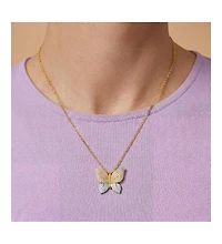 Chic Two Tone Plated with Cubic Zirconia Butterfly Pendant Necklace