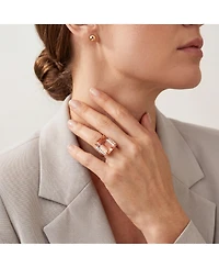 Sterling Silver 18K Rose Gold Plated with Pink and White Cubic Zirconia Accent Ring