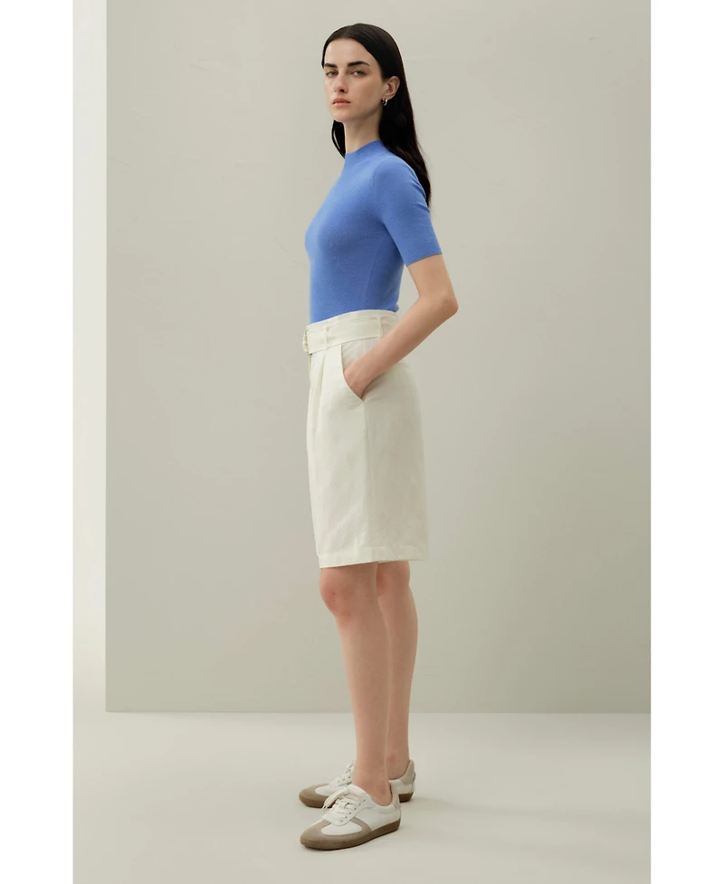 Lilysilk Women's Seamless Silk-Cotton Slim-Fit Knit Top