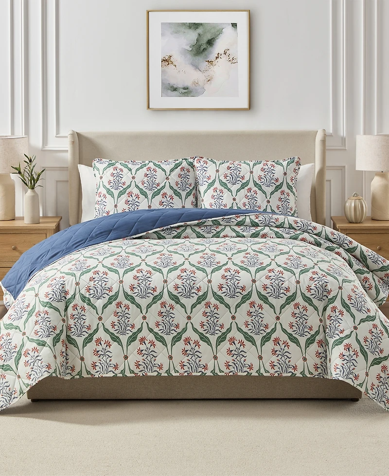 Seventh Studio Trellis Floral Quilted 2-Piece Quilt Set, Twin