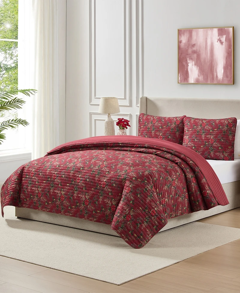 Seventh Studio Poinsettia Quilted 2-Piece Quilt Set, Twin