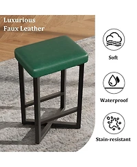 homfan Counter Height Bar Stool Set with Pu Padded Seat and Metal Frame for Kitchen Island Dining