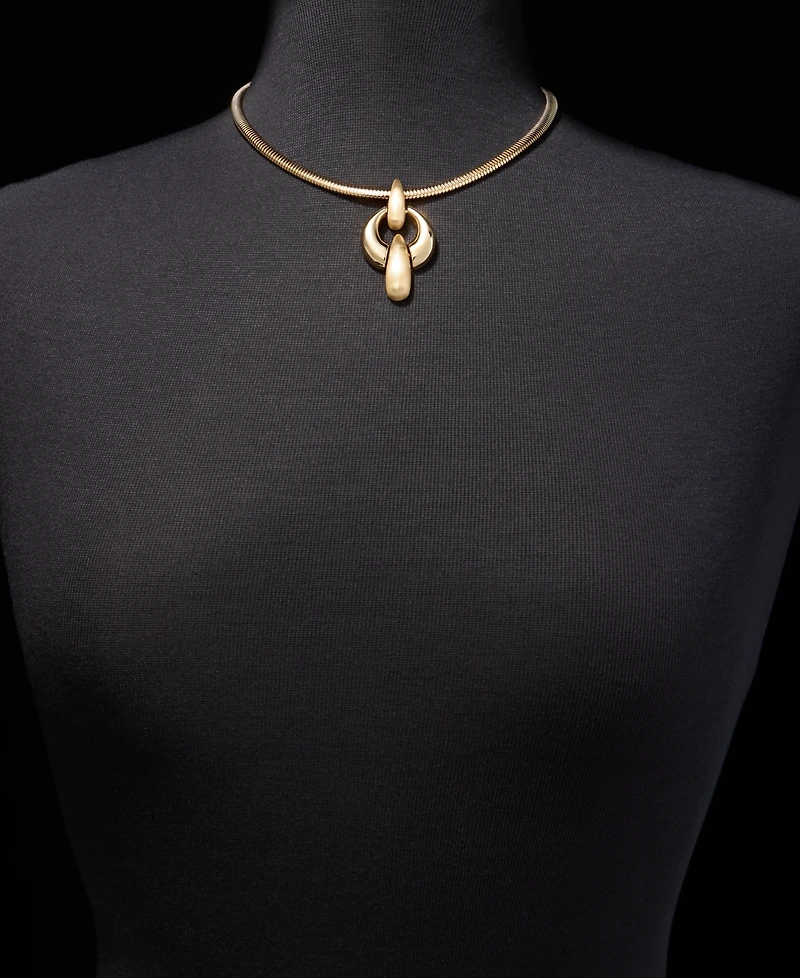 Anne Klein Puffy Linked Pendant Necklace, 16" + 3" extender
