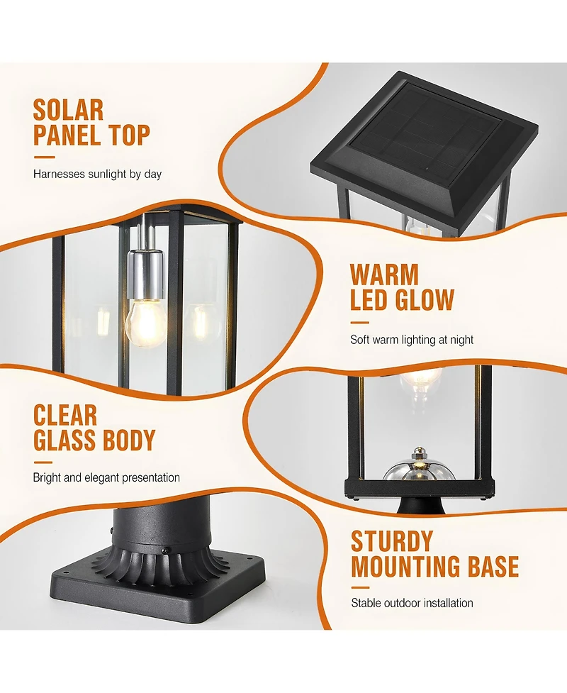 Midola Outdoor Post Lights with Pier Mount Base, Anti-Rust Black Pillar Lights Fixtures, Waterproof Hardwired Aluminum Exterior Pole Lamps