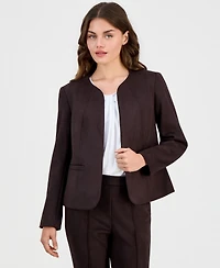 Anne Klein Essentials Petite Scuba Suede Open-Front Jacket