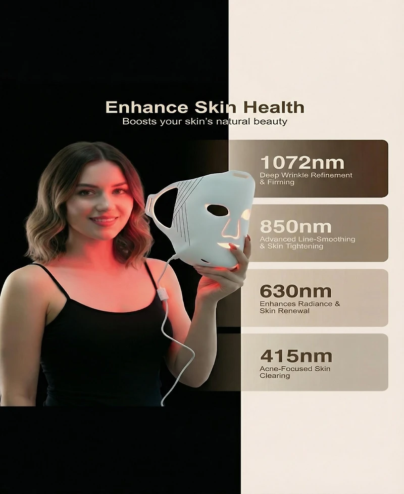 Lovery 5D Liquid Silicone Led Light Therapy Face Mask - Red, Blue and Near-Infrared Light - Skin Rejuvenation and Acne Care