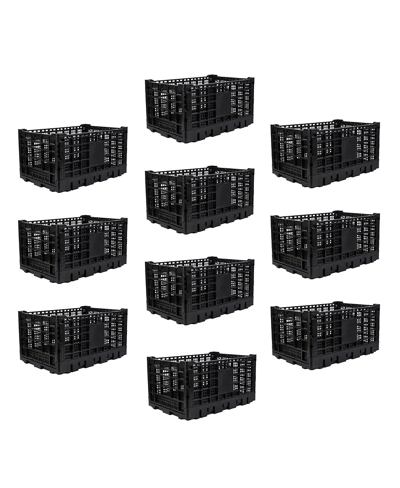 gaomon 10PCS Stackable Collapsible Heavy Duty Plastic Storage Organizer Crate for Outdoor Office, Home, School, Camping