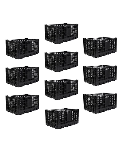 gaomon 10PCS Stackable Collapsible Heavy Duty Plastic Storage Organizer Crate for Outdoor Office, Home, School, Camping