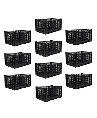 gaomon 10PCS Stackable Collapsible Heavy Duty Plastic Storage Organizer Crate for Outdoor Office, Home, School, Camping