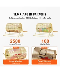 Vevor Raffle Drum Brass Plated Lottery Cage Holds 2500 Tickets/100 Bingo Balls