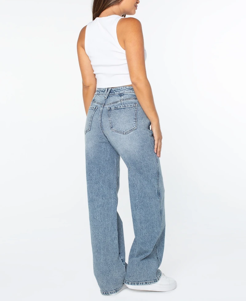 Celebrity Pink Juniors' High Rise Baggy Wide-Leg Curvy Jeans