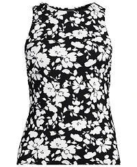 Lands' End Women's D-Cup Chlorine Resistant High Neck Upf 50 Modest Tankini Swimsuit Top