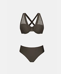 Cupshe Women's Mesh Overlay Underwire Bikini Set