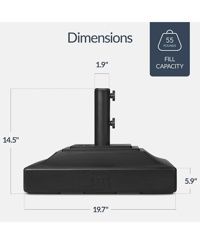 Best Choice Products Fillable Plastic Patio Umbrella Base Stand, Pole Holder with Adjustment Knob, Pyramid Design