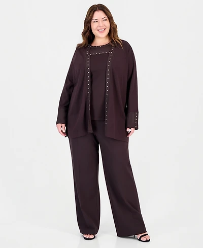 Anne Klein Plus High-Waist Pull-On Wide-Leg Pants
