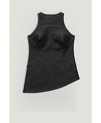 Nocturne Women's Halter Neck Denim Bustier Top