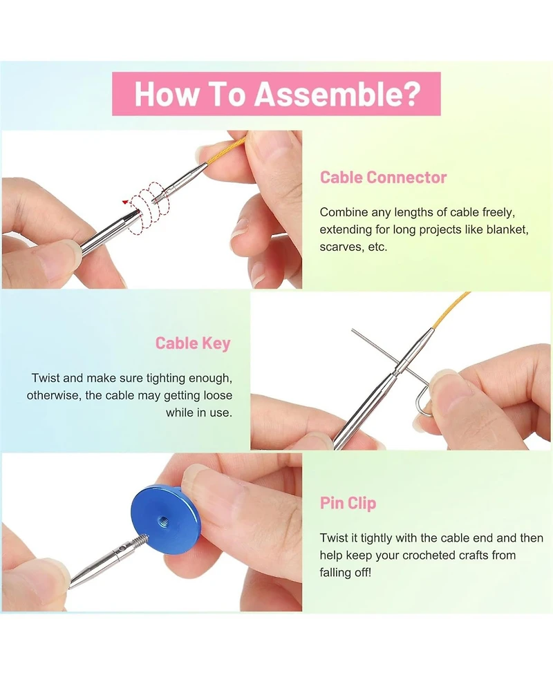 Aeelike Interchangeable Tunisian Crochet Hooks Set, 12 Sizes with Cables 3.0mm - 10.0mm Smooth Ergonomic Hook for Making Blanket Scarves, Ideal Gift