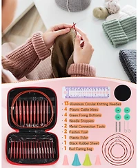 Aeelike Interchangeable Knitting Needle Set with Circular Cable for Crafters, 13 Circular Knitting Needles with 4 Cables, 3-10 mm