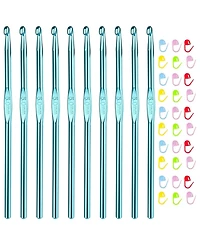 Aeelike 10 Crochet Hooks Size H/5.0mm with 30 Stitch Markers - Crochet Hook Set for Beginners and Advanced
