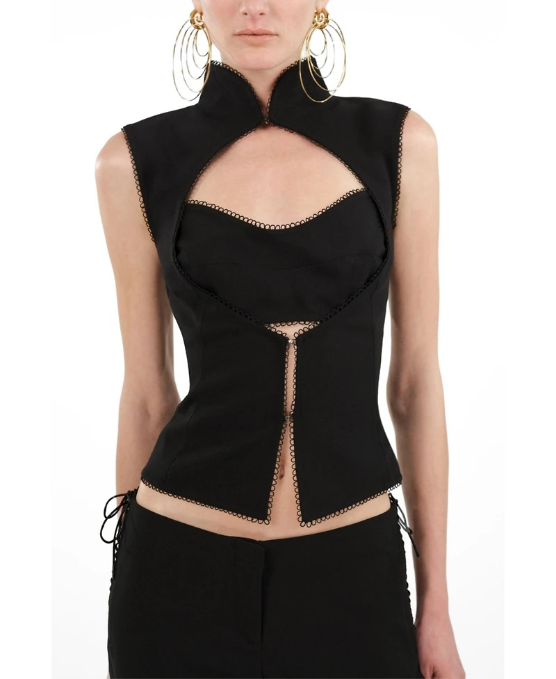 Nocturne Women's Braid-Trim Bustier Top with Built-In Bra