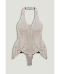 Nocturne Women's Snake Print Boned Corset Halterneck Body Top