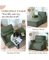 Rainsken Modern Oversized Accent Chair, Comfy Upholstered Armchair with Storage Ottoman and Side Pillows for Living Room, Reading Nook