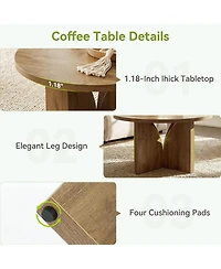 Tribesigns Round Coffee Table: 31.5" circle center table for living room, modern wooden table for small space, easy assembly.