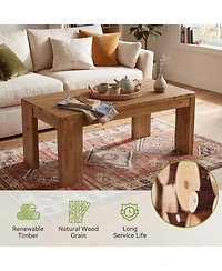 Tribesigns Solid Wood Coffee Table: 47" wooden center table with rounded corners. Modern low cocktail tea table for living room.