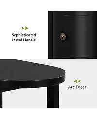 Tribesigns Solid Wood End Table with 2 Drawers and Open Shelf:No assembly required.Black side table for living room couch,slim nightstand for bedroom